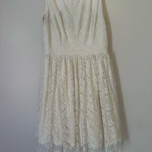 Jessica Simpson White Pleated Tiered A-line Dress